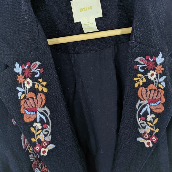 Anthropologie Maeve Ellen Embroidered Blazer - Picture 5 of 7